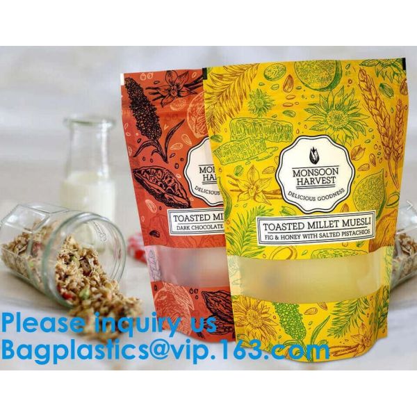 Foil Zip Lock Stand Up Food Pouches Bags With Notch For Food Storage,Hologram Foil Stand Up Zipper Pouch Bag