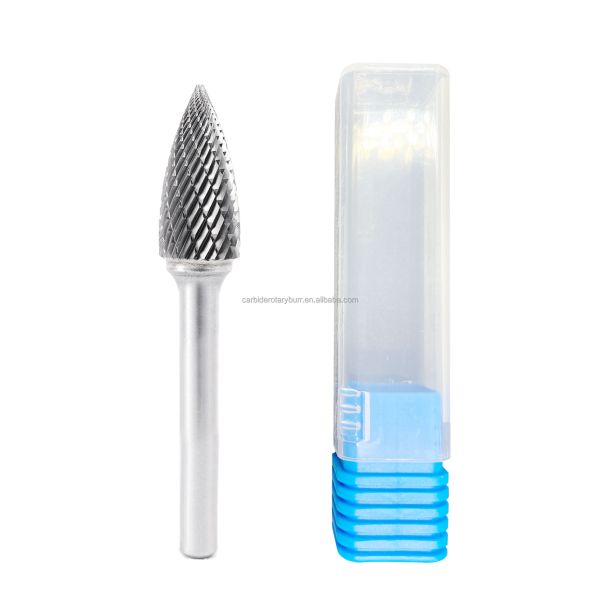 Free Sample Rotari Power Tool Parts 6mm Tree Shape Double Cut End Grinding Die Grinder Bits Tungsten Rotary File Carbide Burr