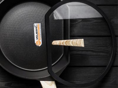 Frigideira de alumínio 10Inch do grande prato profundo de BSCI com tampa de vidro