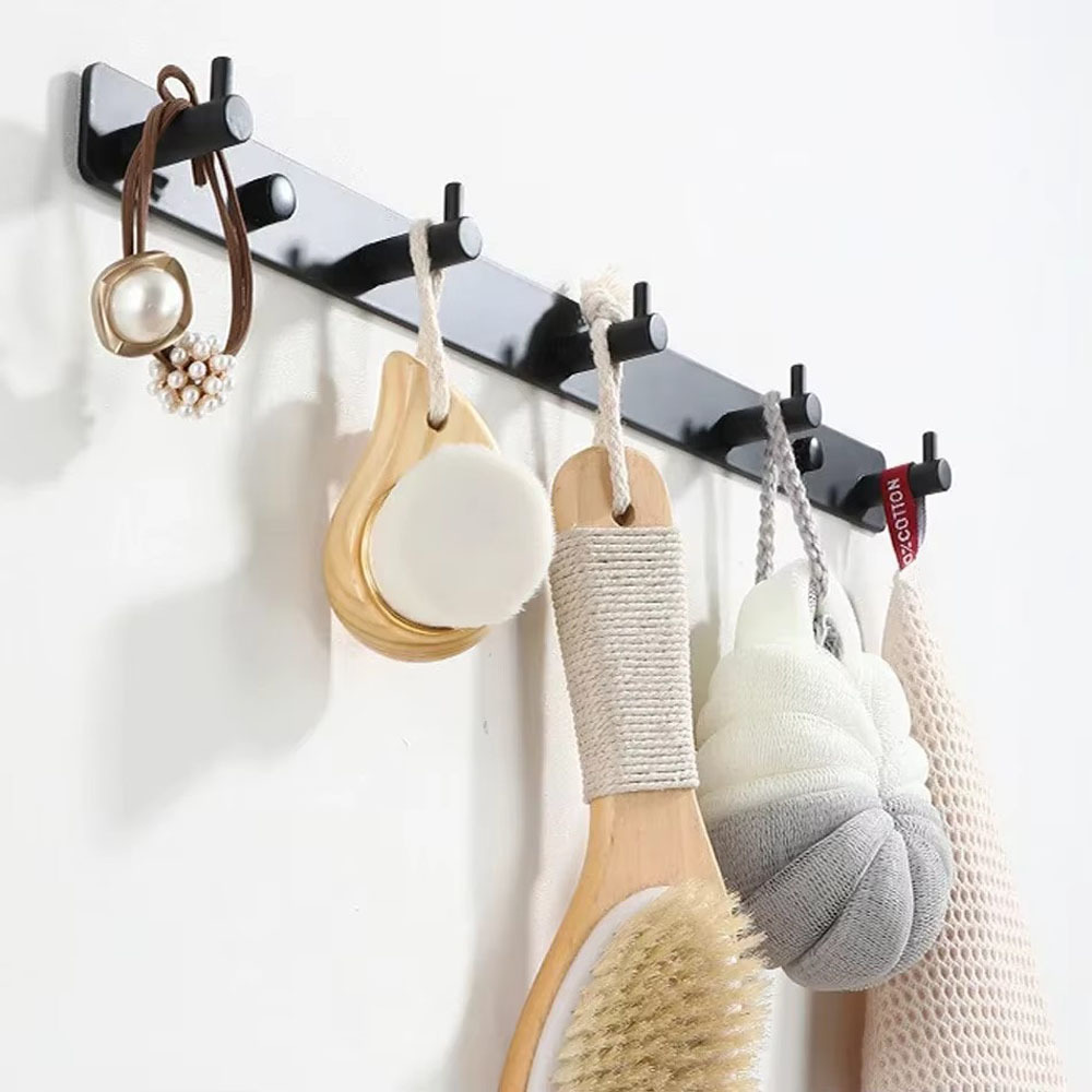 Black Robe Hook Wall Mounted Towel Coat Rack Creative Clothes Key Holder Hanger for Bathroom Kitchen 3 4 5 6 Hooks BY SIZE (HQ106)