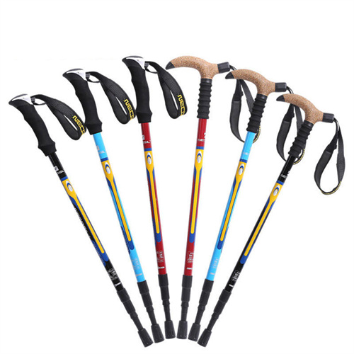 EVA Adjustable Folding Anti Shock Walking Stick Telescopic Self Defense Trekking Pole