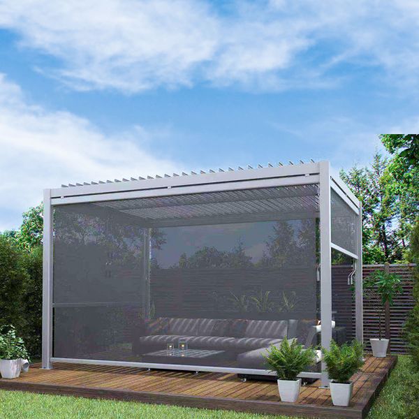 172kg Load Capacity Garden Louvered Pergola Canopy with Manual Control Aluminum Frame