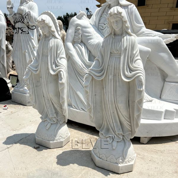 Virgin Mary Marble Statue Life Size White Natural Stone Virgin Maria Statues Religious Hand Carved