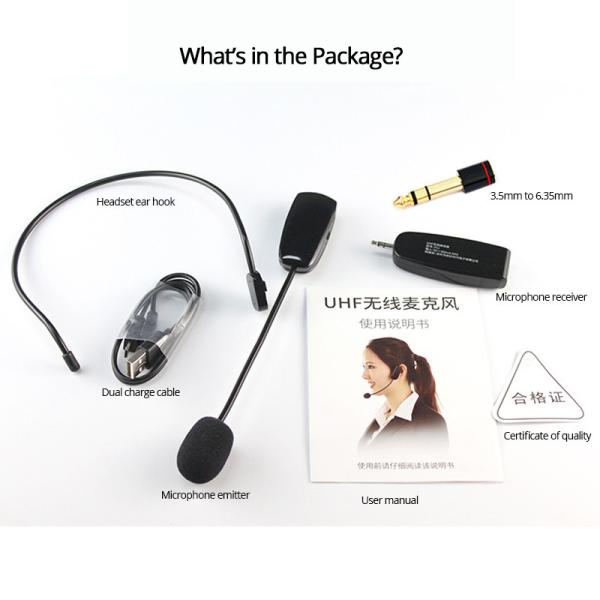 UHF Megaphone Wireless Headset Microphone Loud Speaker with Sound Voice Signal Wall through Free Penetration