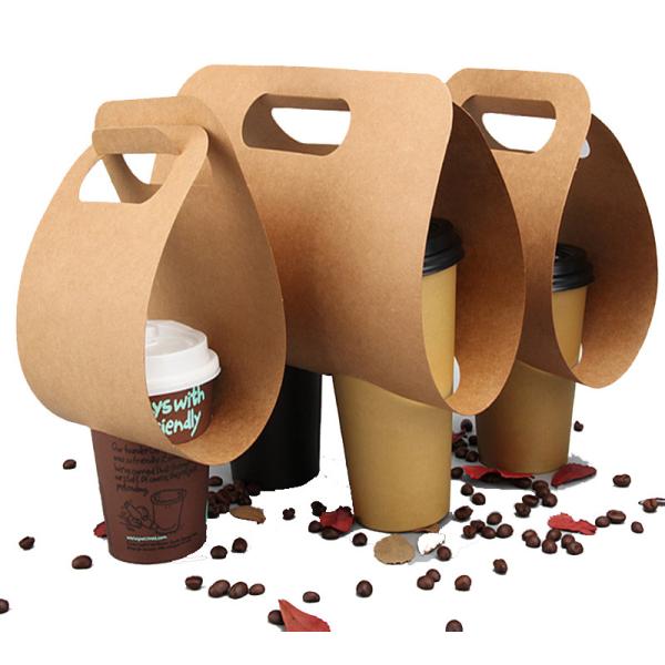 Simple design low cost portable Kraft cup holder take out hot drink carrier bag