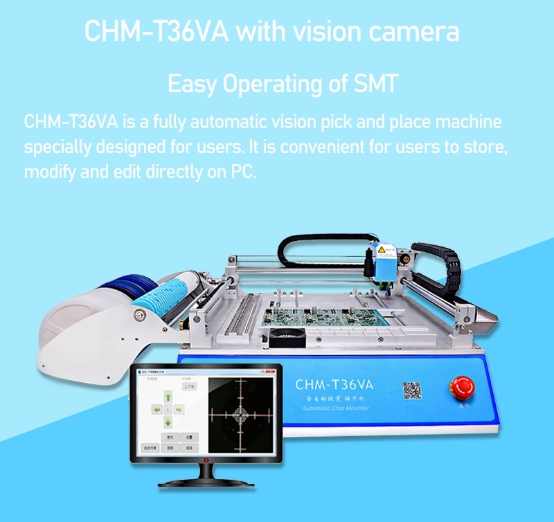 2 головки 29 питателей CHMT36VA SMD Pick And Place Machine + две камеры CCD + внешний ПК