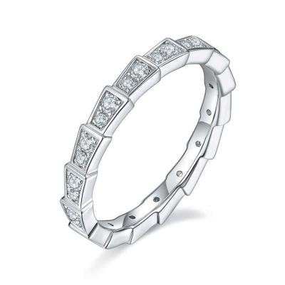 Sterling Silver Moissanite Jewelry Round Cut Ring Snake Wedding Bands White Gold 0.5ct
