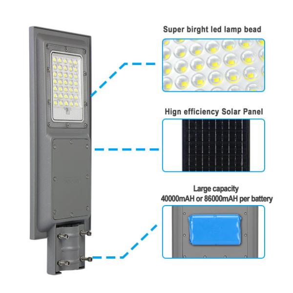 Lâmpada de rua exterior solar da C.C. 100 W 200 W 300 W IP66 do sensor de movimento da luz de rua do poder superior de alumínio