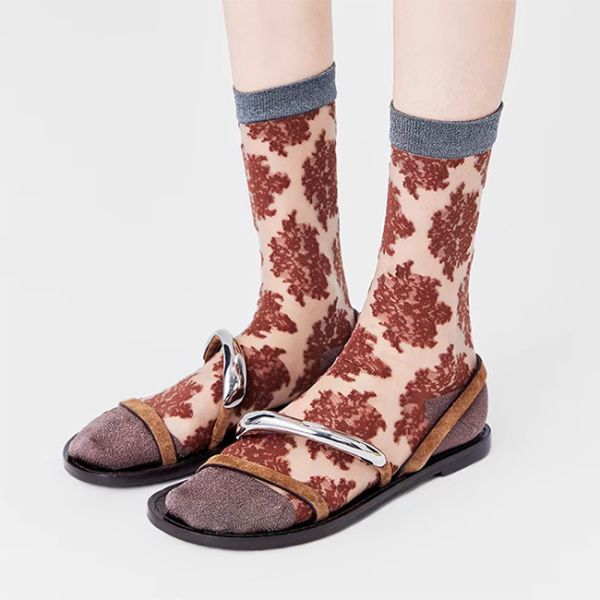 Calcetines de cristal de moda de verano de moda de moda calcetines de seda de cristal de cristal para mujeres