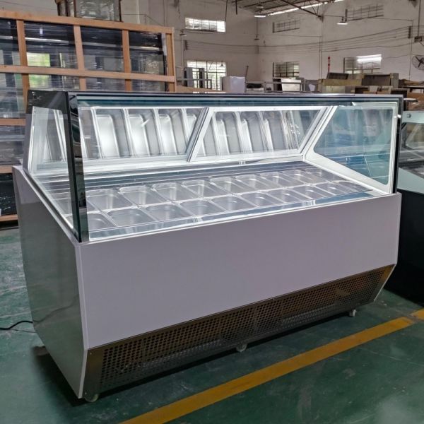 Italian Ice Cream Display Freezer Gelato Refrigerator 10 12 14 16 18 20 Pans