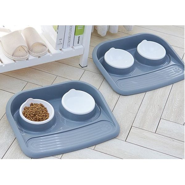 Non Slip Plastic Feeding Dishes No Spill Pet Dog Cat Double Food Water Bowl For Cat Dog, Premium Colorful Dog Water Food