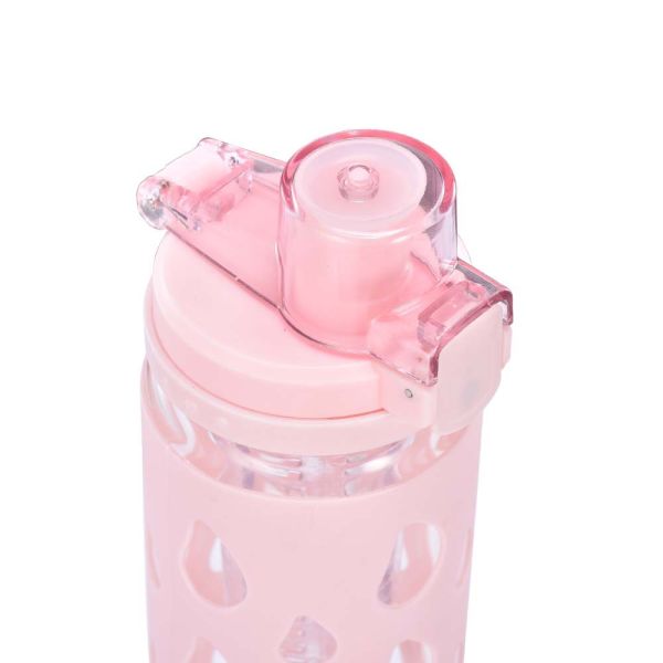 500ml Reusable Glass Motivational Water Bottle With Time Marker Reminder