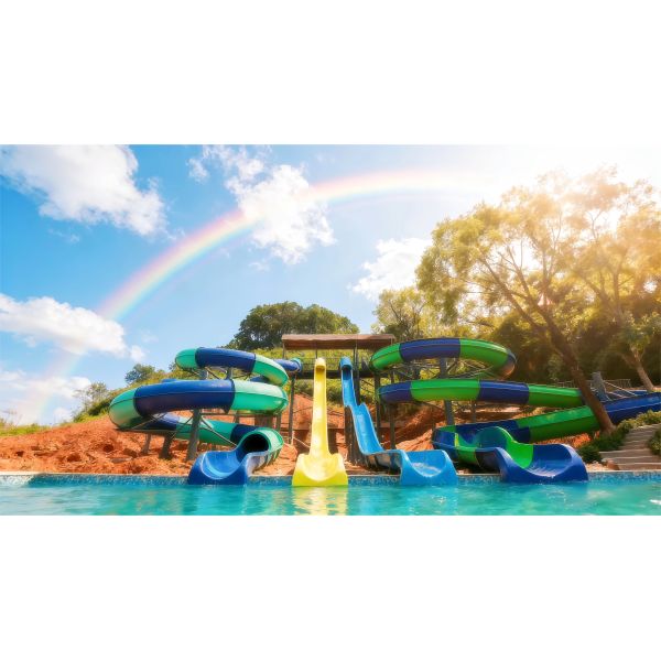 Open Spiral Water Slide Combination Fiberglass Rides Game Use For Outdoor Family Swimming Pool Aqua Park Customized 2D Design