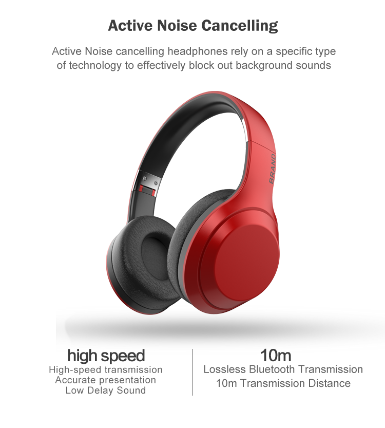 40mm Speaker Active Noise Cancelling Earphones Over Ear Headphones HiFi Deep Bass Soft Protein Ear Cups Foldable