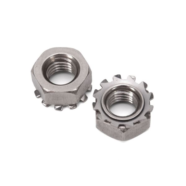 304 Stainless Steel K Type Nut for Polished Finish Carbon Steel Hex Toothed Serrated Washer Gasket Lock Nut