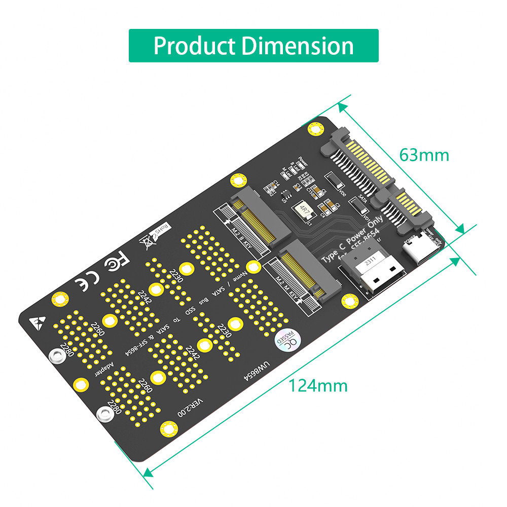 M.2 NGFF NVMe SSD SATA Bus SSD к SFF 8654 и карте адаптера SATA