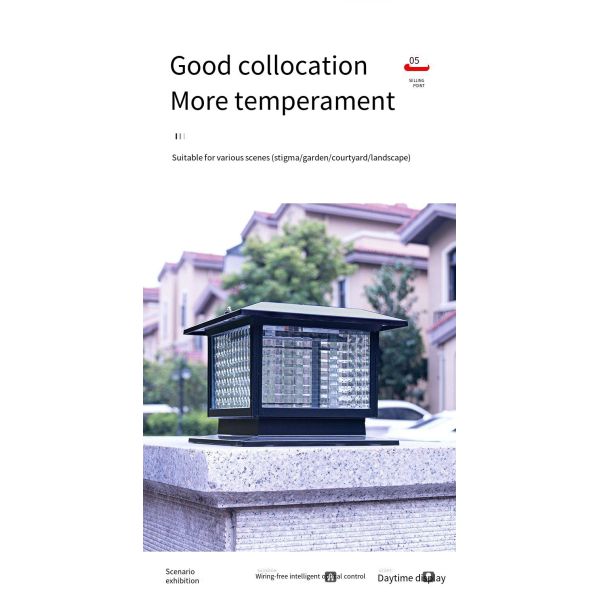 Outdoor Modern Solar LED Pillar Lamp for Courtyard Park Lighting Input Voltage V 3.7V