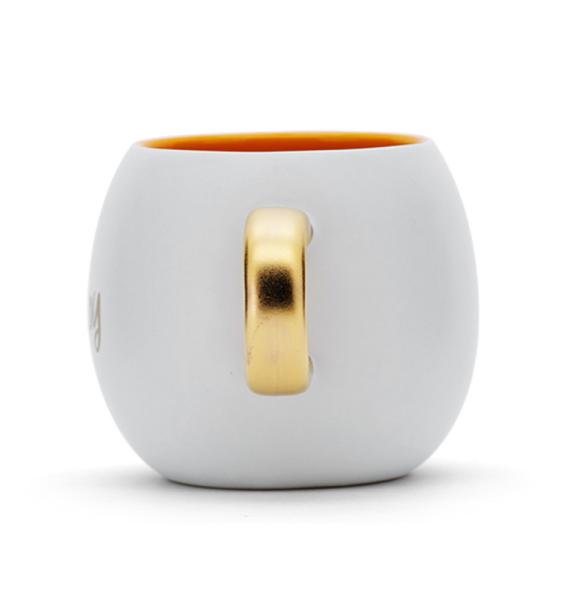 Painterly Decal On Glaze Ceramic Coffee Mugs with golden handle for Valentine‘s Day Birthday