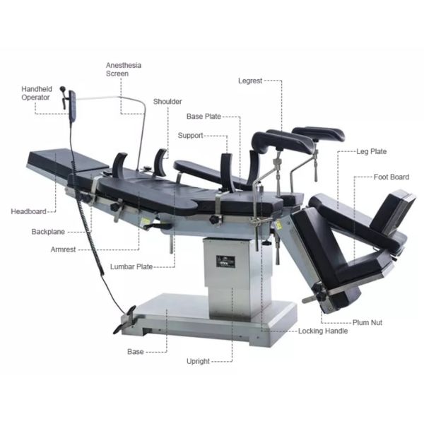 ICU Operation Theatre Equipment 2020mm Electric Operation Table Stainless Steel