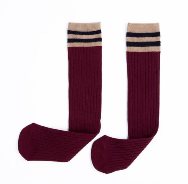 Strips Knitting Girls Knee High Socks Breathable Sweat Absorbent Casual Socks For Dance