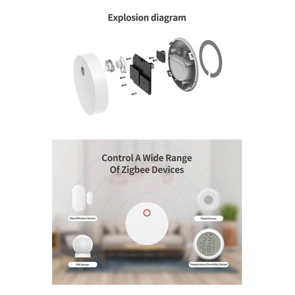 2.4G WiFi Zigbee Smart Hub 75*23mm For Sensors Door Locks Electric Curtains