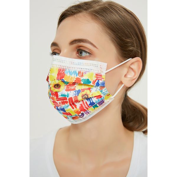 Multicoloured Non-Medical 3 Layer Disposable Adult Civil Daily Use High Quality Civilian Plain Face Mask