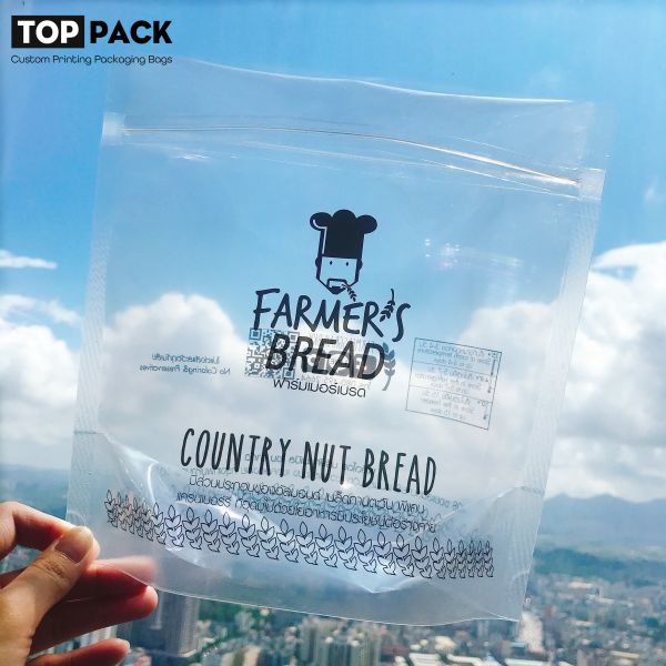 Custom printing resealable plastic mylar bread food packaging plastic bag