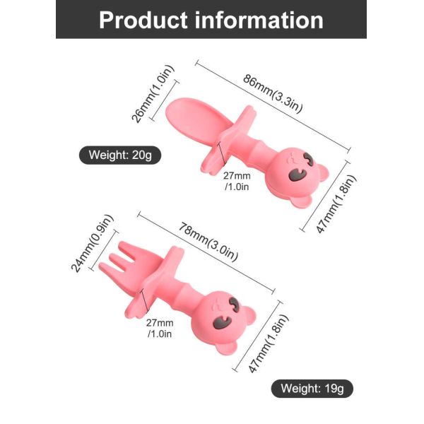 Panda Baby Silicone Spoon And Fork Cartoon Silicone Feeding Spoon