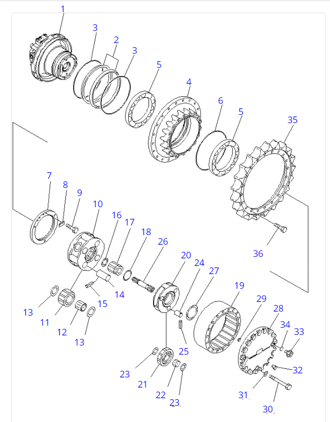 20Y-27-00300 20Y-27-00301 PC200-7 Travel Gear Box PC200-7 Final Drive