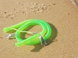 Sky blue color retractable stretchy coiled fishing lanyard rope string tether safety line