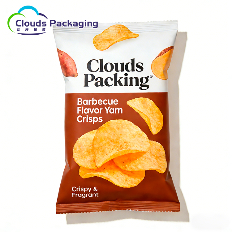 OEM Custom Printed Sealed Packaging Bag Metallized Back Seal Snack Packaging Film Bag for Foods Chips