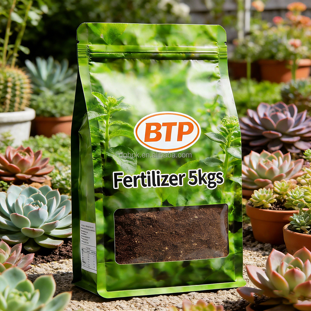 Custom logo Digital Printed Stand up Pouch Chemical Fertilizer Storage Window Plastic Packaging Zipper Bag