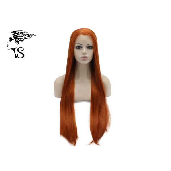 Hot Red Straight Synthetic Hair Lace Front Wigs High Density Extra Long Soft