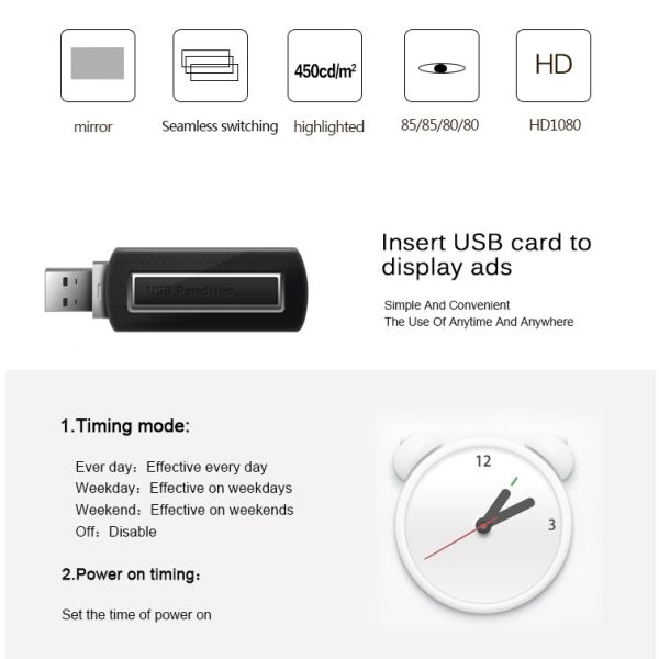 43 Inch Motion Sensor Wall Mount LCD Display Magic Mirror Lcd Advertising Screen