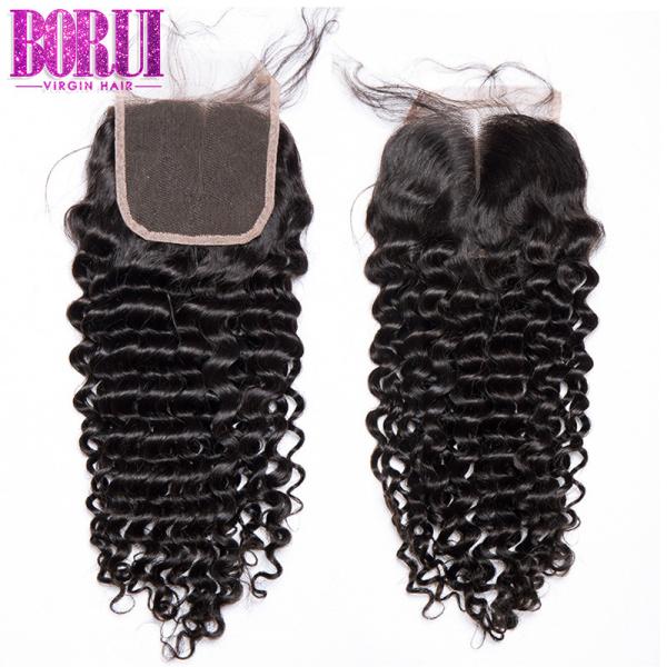 Brazilian Transparent Lace Closure , Deep Curly Lace Closure With Baby Hair ALL Color