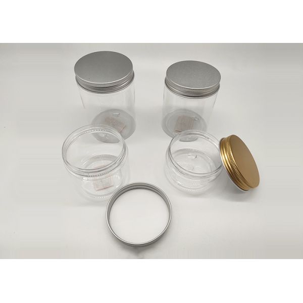 68mm 100ml 150ml Transparent Plastic PET Jar With Gold Aluminum Cap