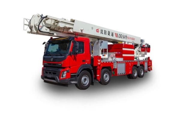 carro de bombeiros hidráulico aéreo da plataforma da altura de funcionamento 320kw de 44m com gaiola do trabalho