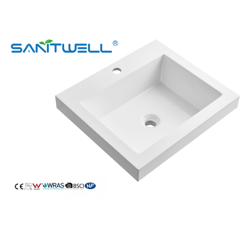 SWQ510 Sanitary Wate Artificial Stone Basins Small Size Solid Surface Matt White Semi-Counter Basins For Hotel