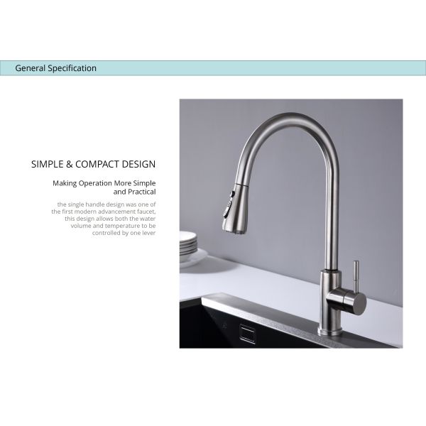 Палуба установила высокими кран никеля Адвокатуры кухни нержавеющей стали дуги 18/10 почищенный щеткой Faucets