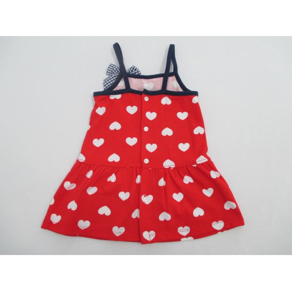 Hearts Print Cotton Jersey Pretty Baby Girl Dresses Baby Girl Spaghetti Straps Dress