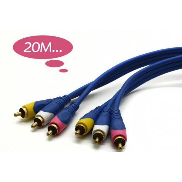 TIN Plated Copper 3 RCA Audio Cable Male To Male Wire VK50017 Blue Color