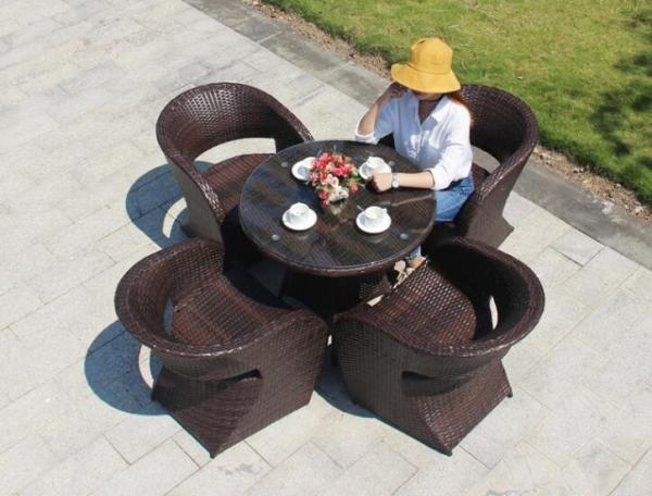 All weather Outdoor Garden Patio chair and table Aluminium PE Rattan chairs For Hotel