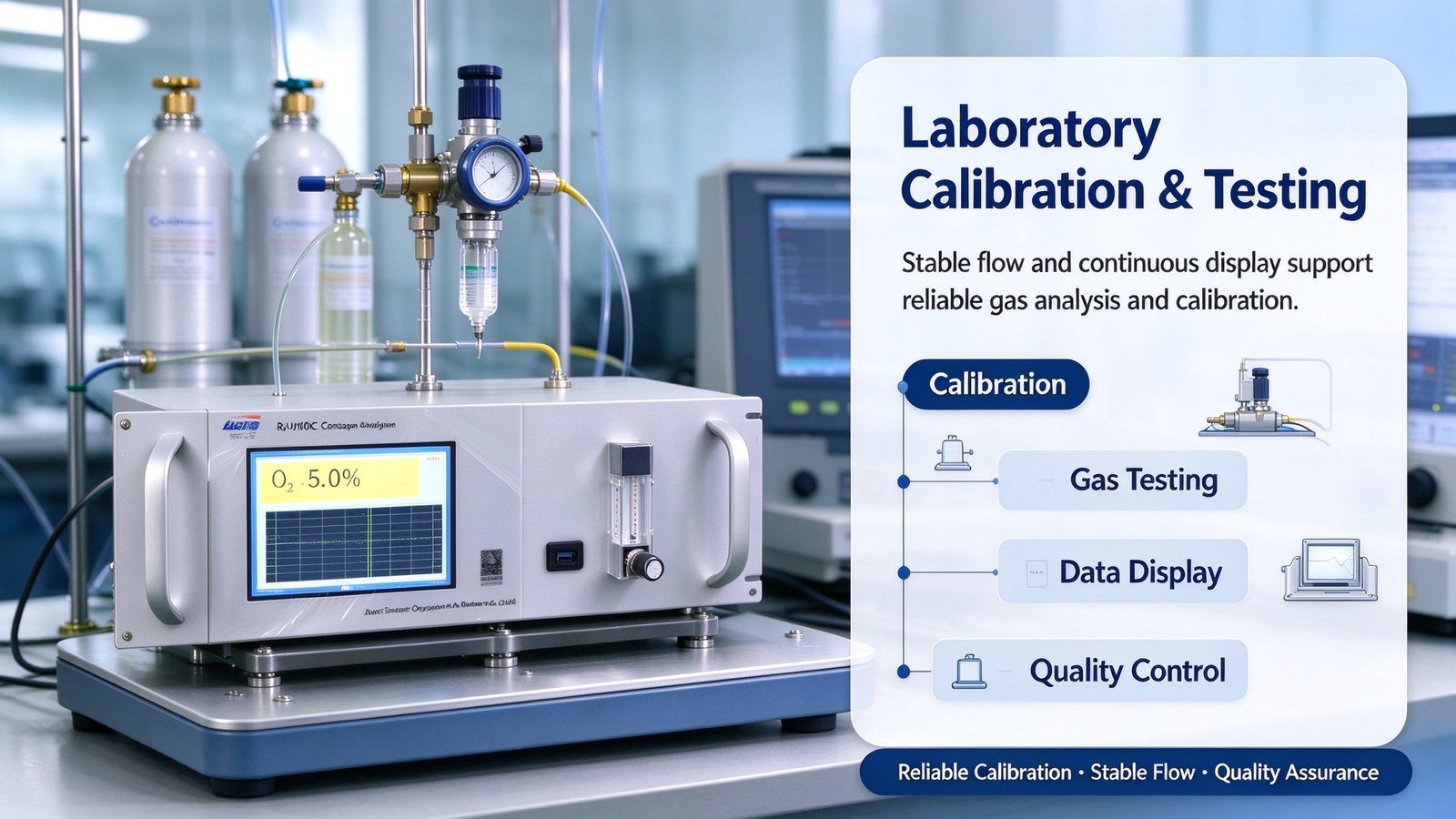 Metal Industrial Gas Analyzer Oxygen O2 Analyzer With Sound Alarm Customizable Detector