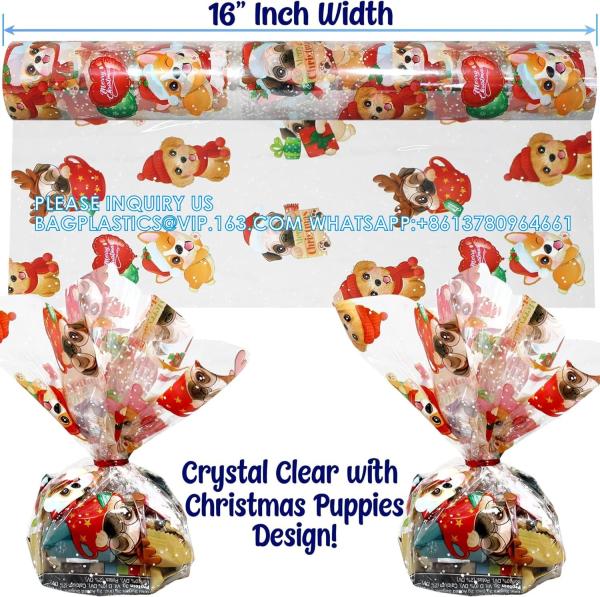 Cellophane Wrap Roll -  Xmas Cellophane Wrap For Christmas To Wrap Gift Basket, Treat, Wine, Party Decoration