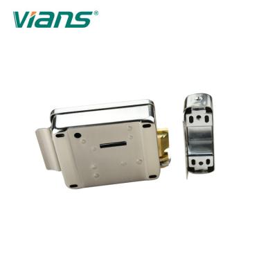 Double Cylinders Elecrtic Rim Door Lock Fail Secure Plating 12V With Push Button