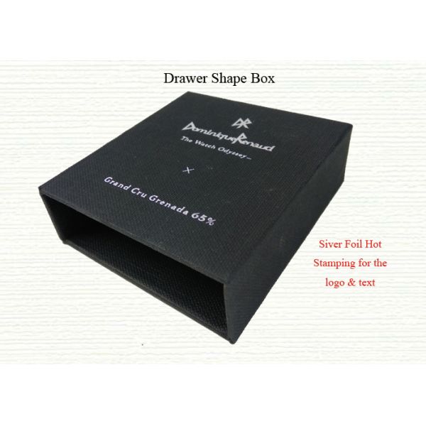 Drawer Shape Black Color Paper Material Cardboard Box with Satin Handle for One Piece Chocolate Packing