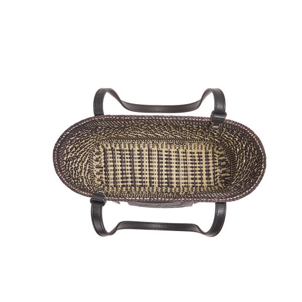 Spring And Summer Straw Woven Bag Color Matching Vegetable Basket Lafite Leather