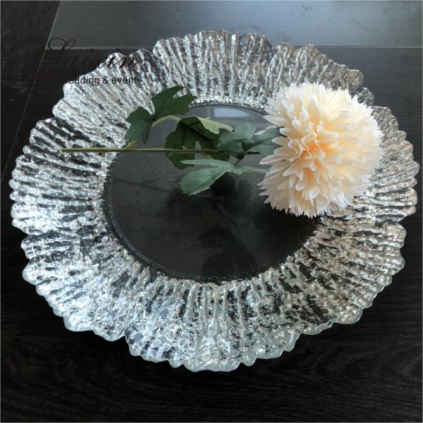 ZT-P056 Decoração de borda de prata clara Placa de carregador de vidro para decoração de casamento em casa
