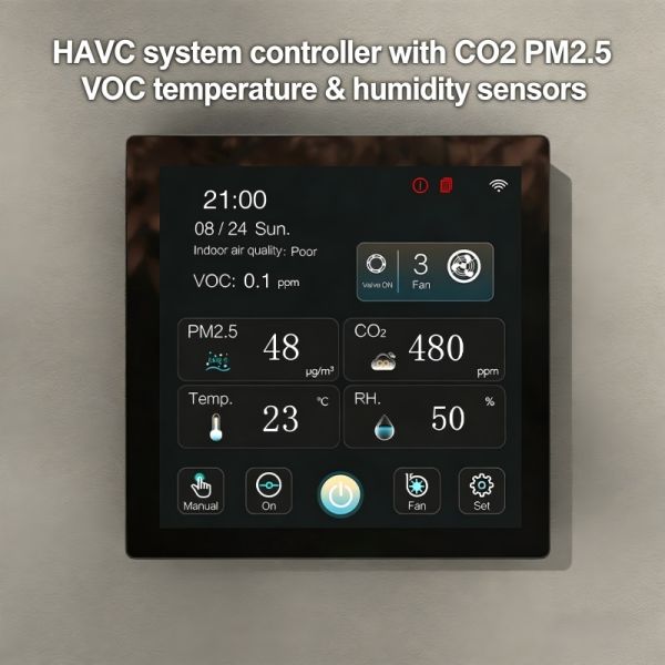 Smart Fresh Air Ventilation Controller with Real Time CO₂ PM2.5 VOC Display WiFi Remote Access Weekly Programmable Schedule
