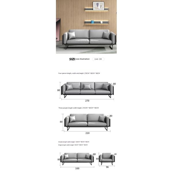 OEM Легкий роскошный итальянский современный кожаный диван Кофейный стол для офисной мебели